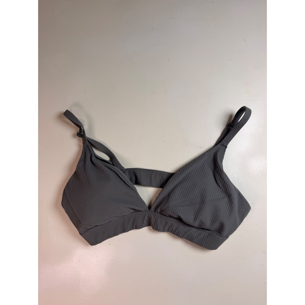 OFFLINE by Aerie Sports Bra Women Large Gray Excellent Ribbed Real Me Xtra